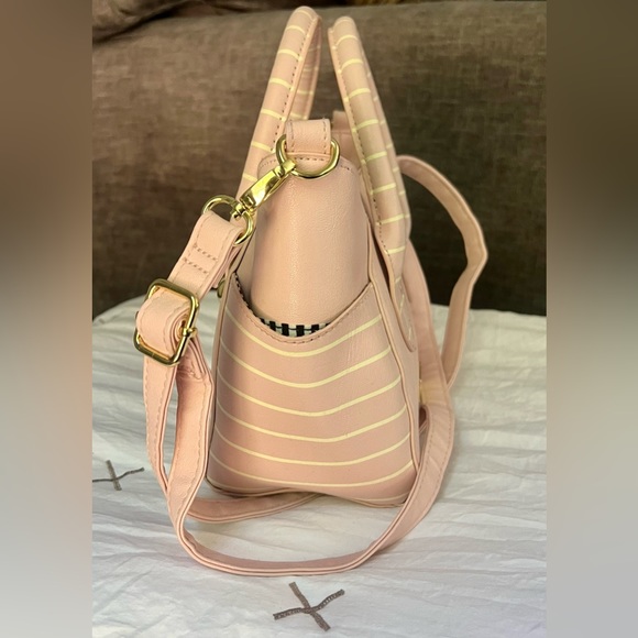 BETSEY JOHNSON: Small Pink Satchel & Crossbody Purse Striped Cat Ears Girls Bag - Picture 6 of 9